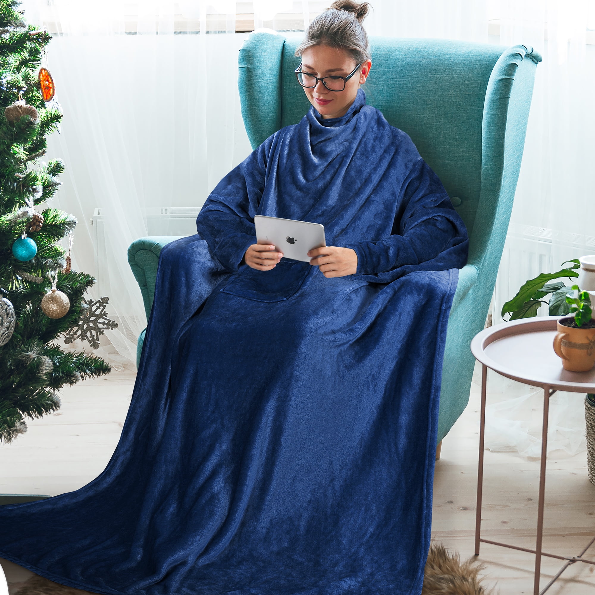 Home Comforts Blanket with Sleeves, Super Soft Wearable TV Blanket Robe  Fleece for Adults 73 x 51”| Cozy Warm, Lightweight - Walmart.com, image size:2000x2000