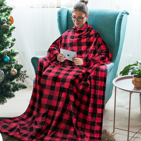 Home Comforts Blanket with Sleeves, Super Soft Wearable TV Blanket Robe Fleece for Adults 73 x 51”| Cozy Warm, Lightweight