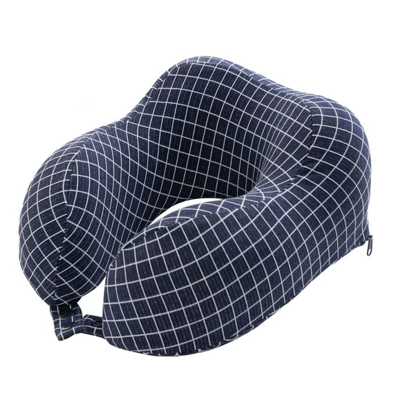 Home-Complete 11-inch 1-lb Memory Foam Travel Pillow with Washable Cover (Navy)
