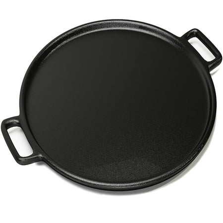 Home-Complete 14-Inch Pre-Seasoned Cast Iron Pizza Pan for Oven, Stovetop, or Grill Use