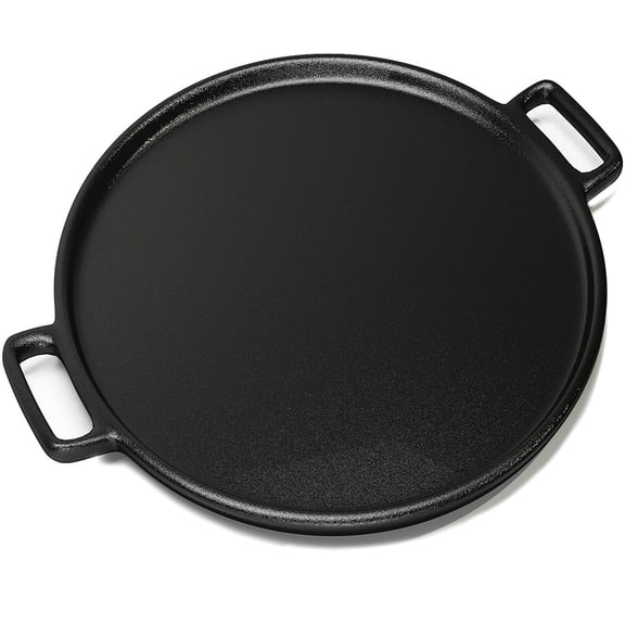 Home-Complete 14-Inch Cast Iron Pizza Pan for Oven, Stovetop, or Grill Use