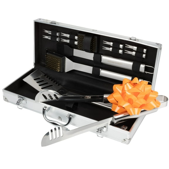 Home-Complete 16-Piece BBQ Grill Accessories Set with Aluminum Case