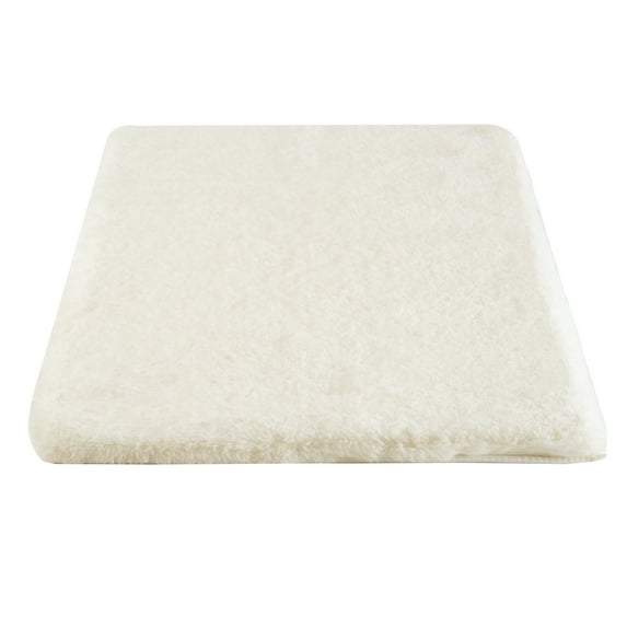 Home-Complete 21x34 Small Faux Fur Bath Mat for Hallway or Kitchen, Machine Washable Nonslip Rug, (Beige)