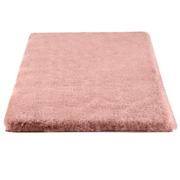 Home-Complete 21x34 Small Faux Fur Bath Mat for Hallway or Kitchen, Machine Washable Nonslip Rug, (Mauve)