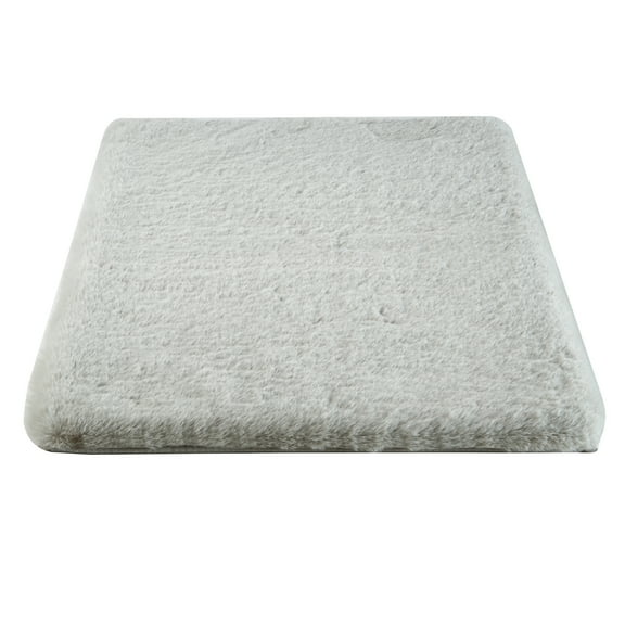 Home-Complete 21x34 Small Faux Fur Bath Mat for Hallway or Kitchen, Machine Washable Nonslip Rug, (Silver)