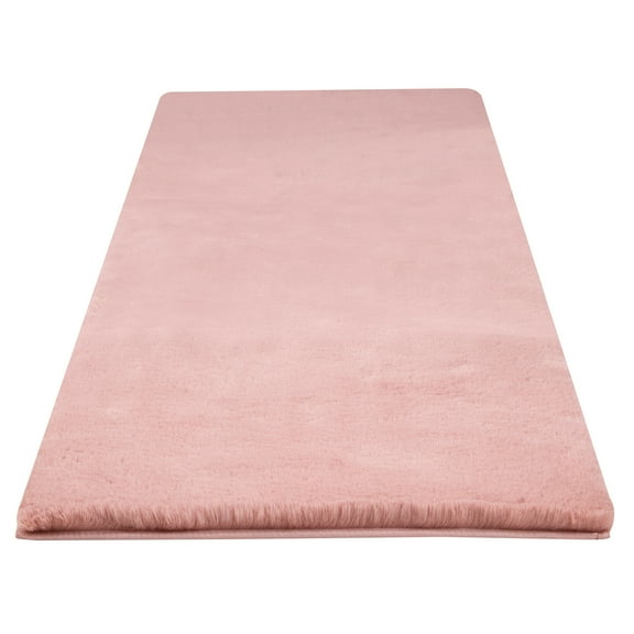 Home-Complete 24x60 Large Faux Fur Bath Mat for Hallway or Kitchen, Machine Washable Nonslip Rug, (Mauve)