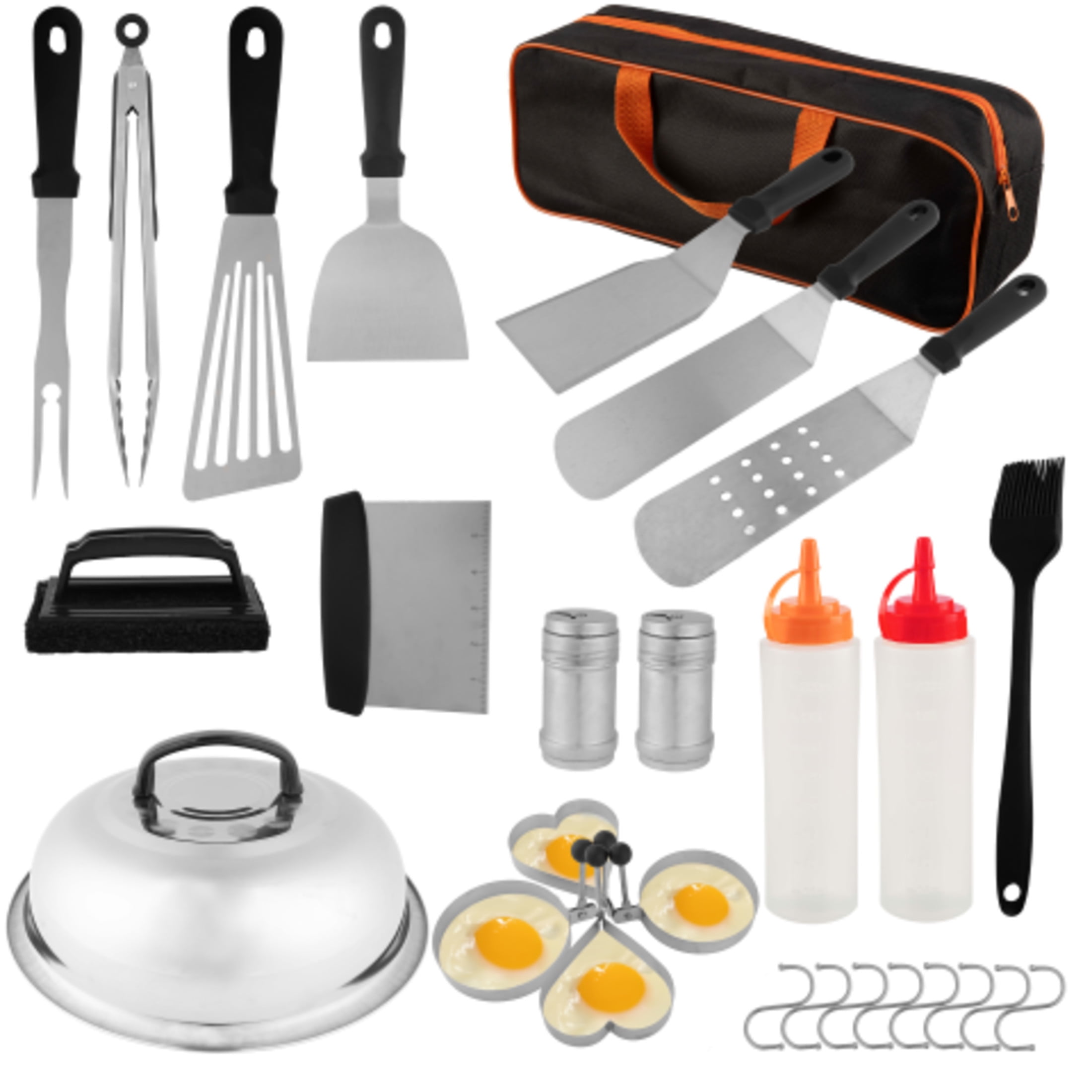 Home-Complete 28-pc Stainless Steel Griddle Accessories Set with Carry Bag