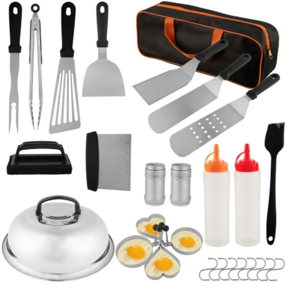 Home-Complete 28-pc Stainless Steel Griddle Accessories Set with Carry Bag