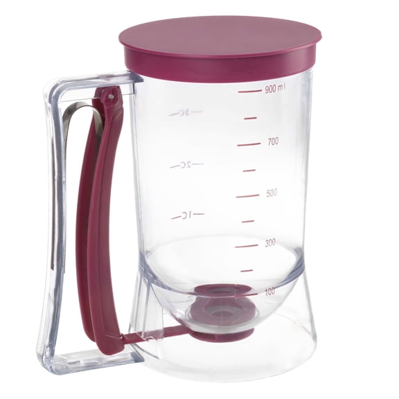 Home-Complete 4-Cup Pancake Batter Dispenser with Squeeze Handle (Purple)