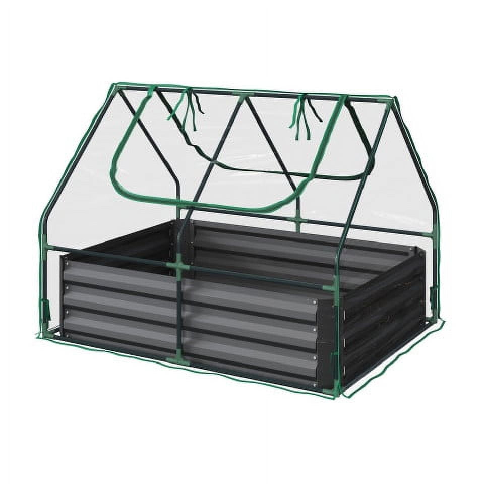 Galvanized Steel Raised Garden Bed with Removable PVC Greenhouse