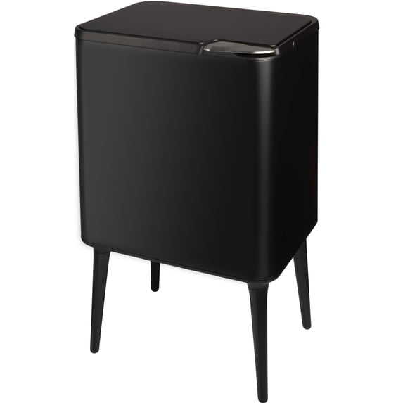 Home-Complete 8.7-Gallon Polypropylene Trash Can with 3L Recycling/Compost Bin (Black)