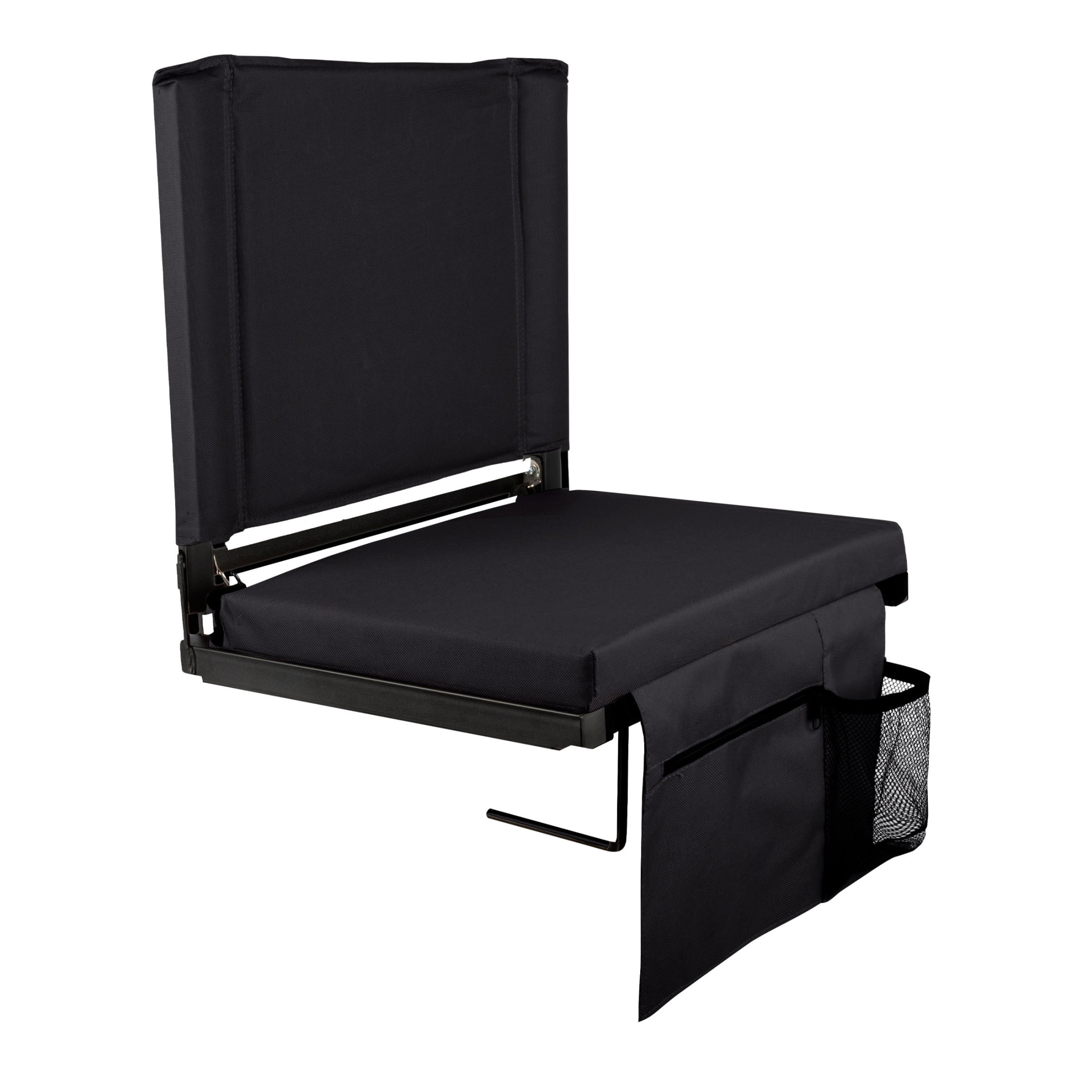 Home-Complete Bleacher Seat - Stadium Seat Cushion with Back Support, Black