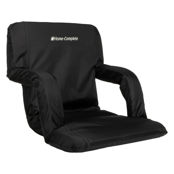 Home-Complete Reclining Bleacher Seat Cushion with Armrests (Black)