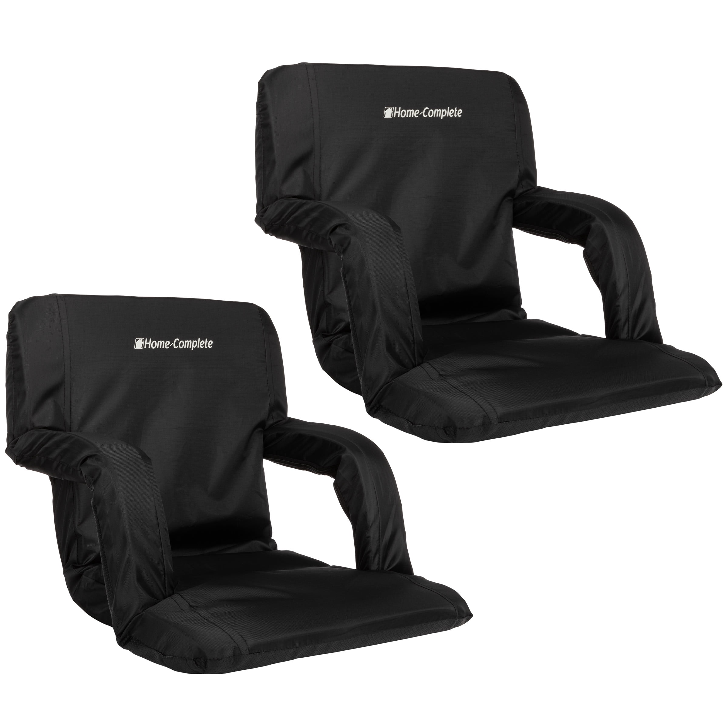 Home-Complete Stadium Seat 2-Pack with Padded Back Support (Black)