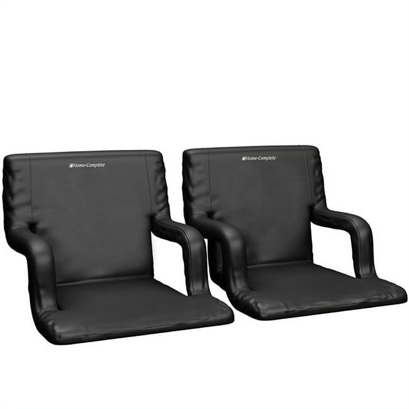 Black Reclining Stadium Seat Cushions with Armrests, Set of 2