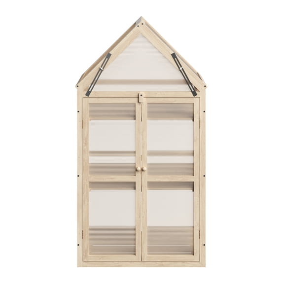 Home-Complete Wood Cold Frame Greenhouse with Removable Shelves