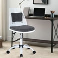 thumbnail image 1 of Home Computer Desk Chair, SYNGAR Swivel Office Chair with Adjustable Height and Back Support, Upholstered Task Chair with Lumbar Pillow, for Home, Office, Conference Room, White & Gray, D5162, 1 of 10