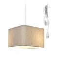 thumbnail image 1 of Home Concept 1 Light Swag Plug-In Pendant 14"w Rounded Corner Square Oatmeal Drum Shade, White Cord - N/A, 1 of 7