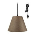 thumbnail image 1 of 1-Light Plug In Swag Pendant Ceiling Light Chocolate Burlap Shade, 1 of 5