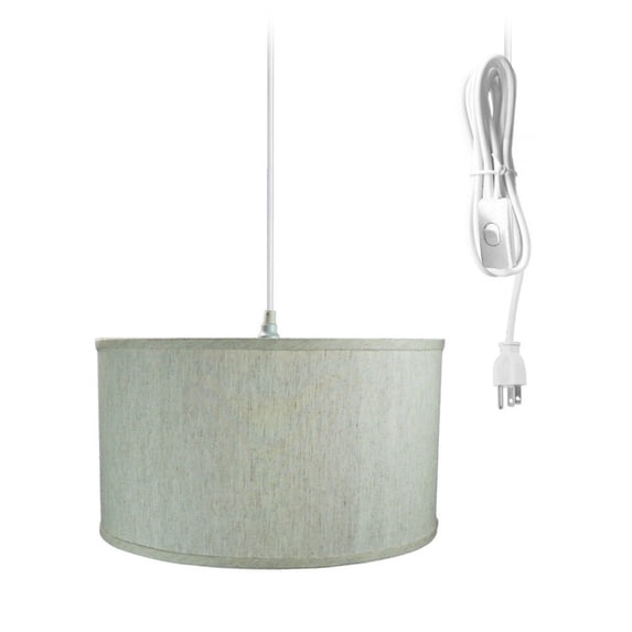 Home Concept 1 Light Swag Plug-In Pendant 18"w Textured Oatmeal Shade, 17' White Cord