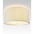thumbnail image 1 of 18" Moderne Flush Mount Converter Kit Textured Oatmeal  Shallow Drum Lampshade 18"x18"x10", 1 of 6