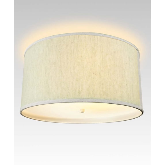 18" Moderne Flush Mount Converter Kit Textured Oatmeal Shallow Drum Lampshade 18"x18"x10"