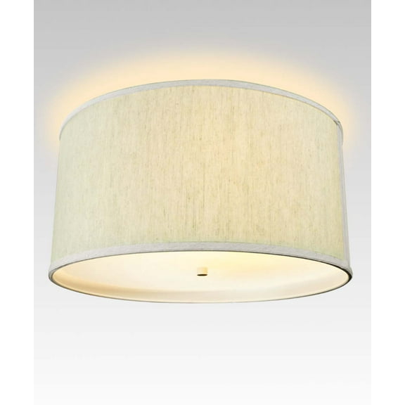 18" Moderne Flush Mount Converter Kit Textured Oatmeal  Shallow Drum Lampshade 18"x18"x10"
