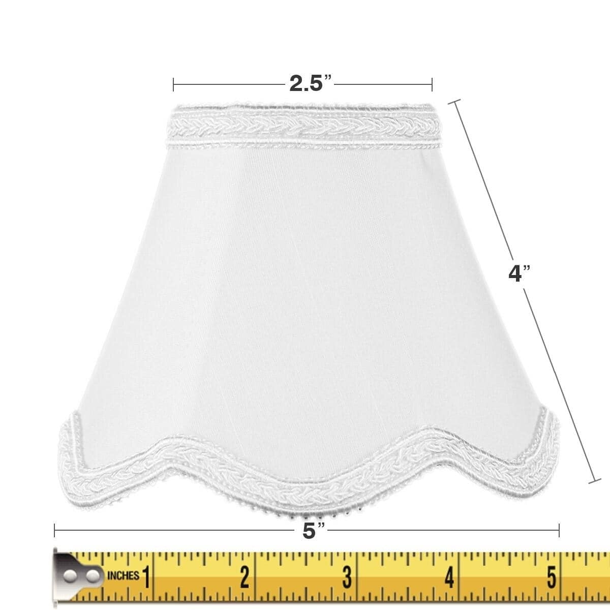 White Linen Bell Candelabra Lampshade with Embroidered Trim
