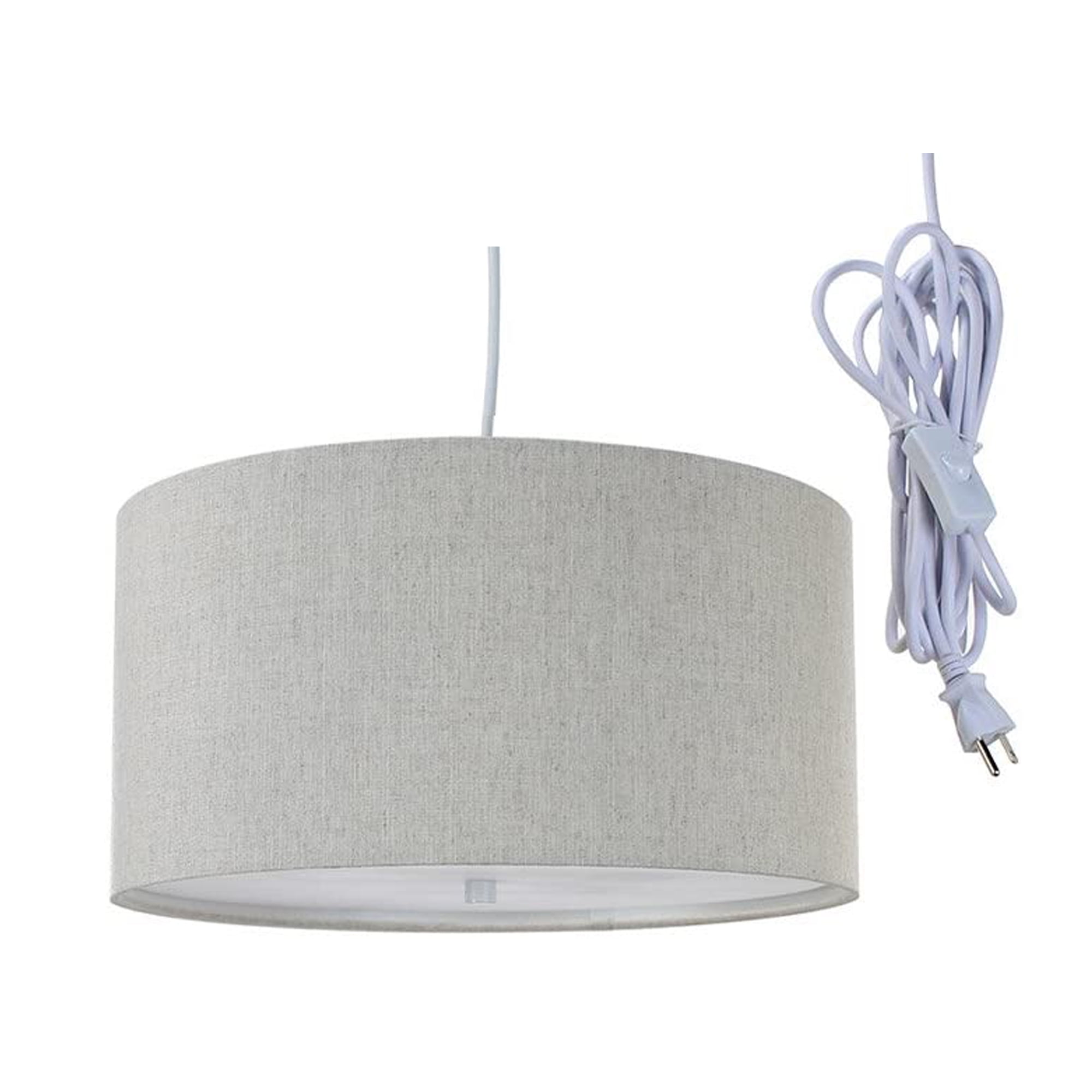 Modern Textured Oatmeal 14" Drum Pendant with Diffuser