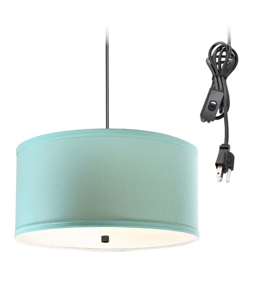 2 Light Swag Plug-In Pendant 14"w Island Paradise Blue with Diffuser ...