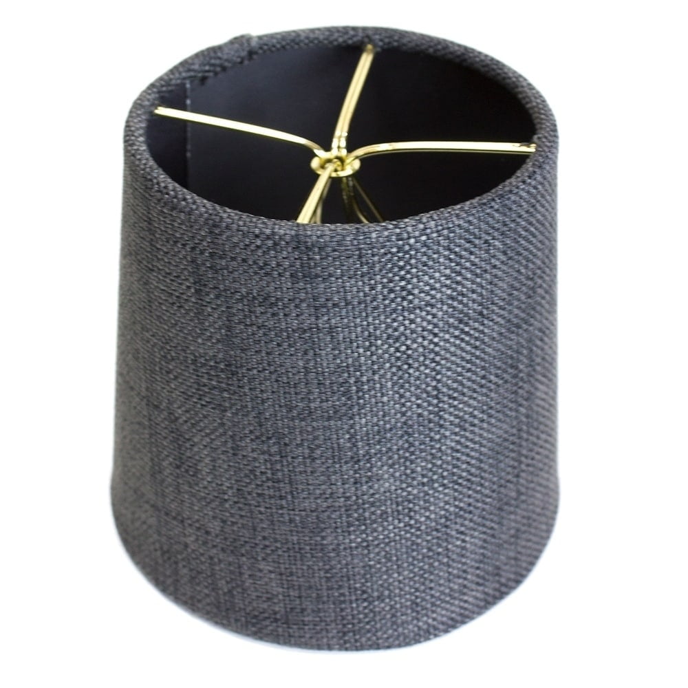 Granite Grey Burlap Drum Lampshade with Brass Frame