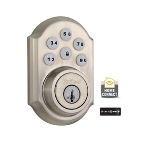 Kwikset 205022731 SmartCode Single Cylinder Satin Nickel Electronic Deadbolt wit