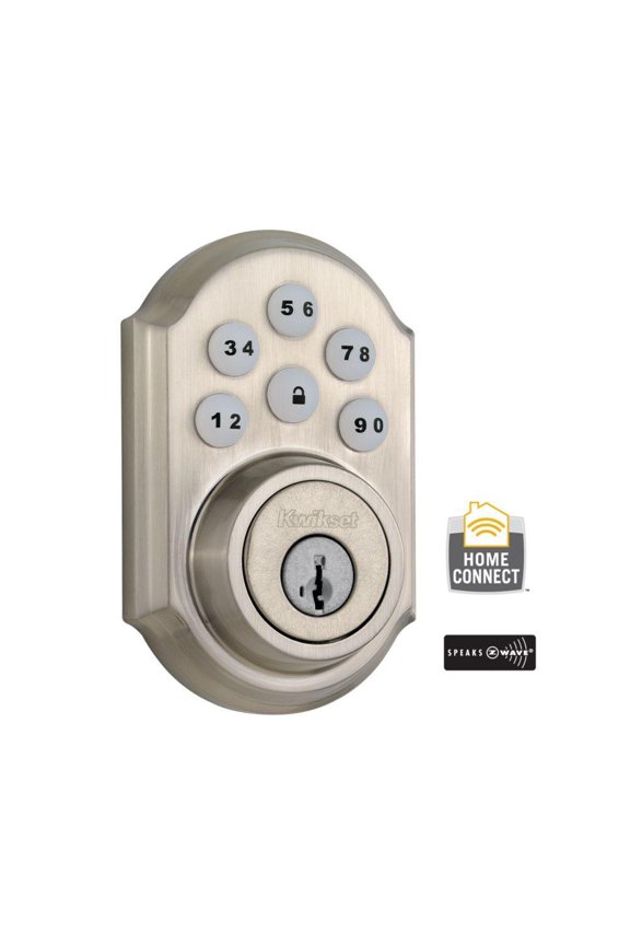 Kwikset 205022731 SmartCode Single Cylinder Satin Nickel Electronic Deadbolt wit