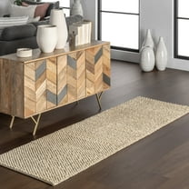 Home Conservatory Textured Handwoven Jute Area Rug, 2' 6" x 8', Runner, Beige