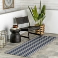 thumbnail image 1 of Home Conservatory Ticking Stripe Handwoven Indoor/Outdoor Area Rug, 2' 6" x 8', Runner,  Blue, 1 of 9