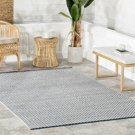 Home Conservatory Trellis Handwoven Indoor/Outdoor Area Rug, 4' x 6', Navy