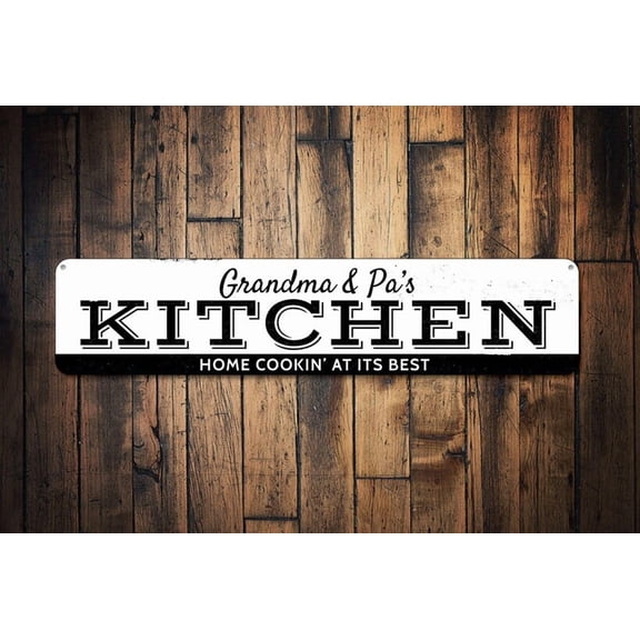 Home Cookin' At Its Best Sign Name Kitchen Sign Custom Chef Cook Sign Metal Kitchen Decor - Kitchen Decor - Size: 16 x 4 Inches