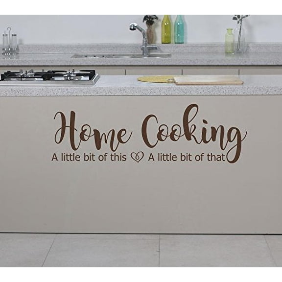 Home Cooking Little This Little That Vinyl Lettering Family Home Wall Decals Kitchen Decor Stickers 36x11-inch, Chocolate Brown