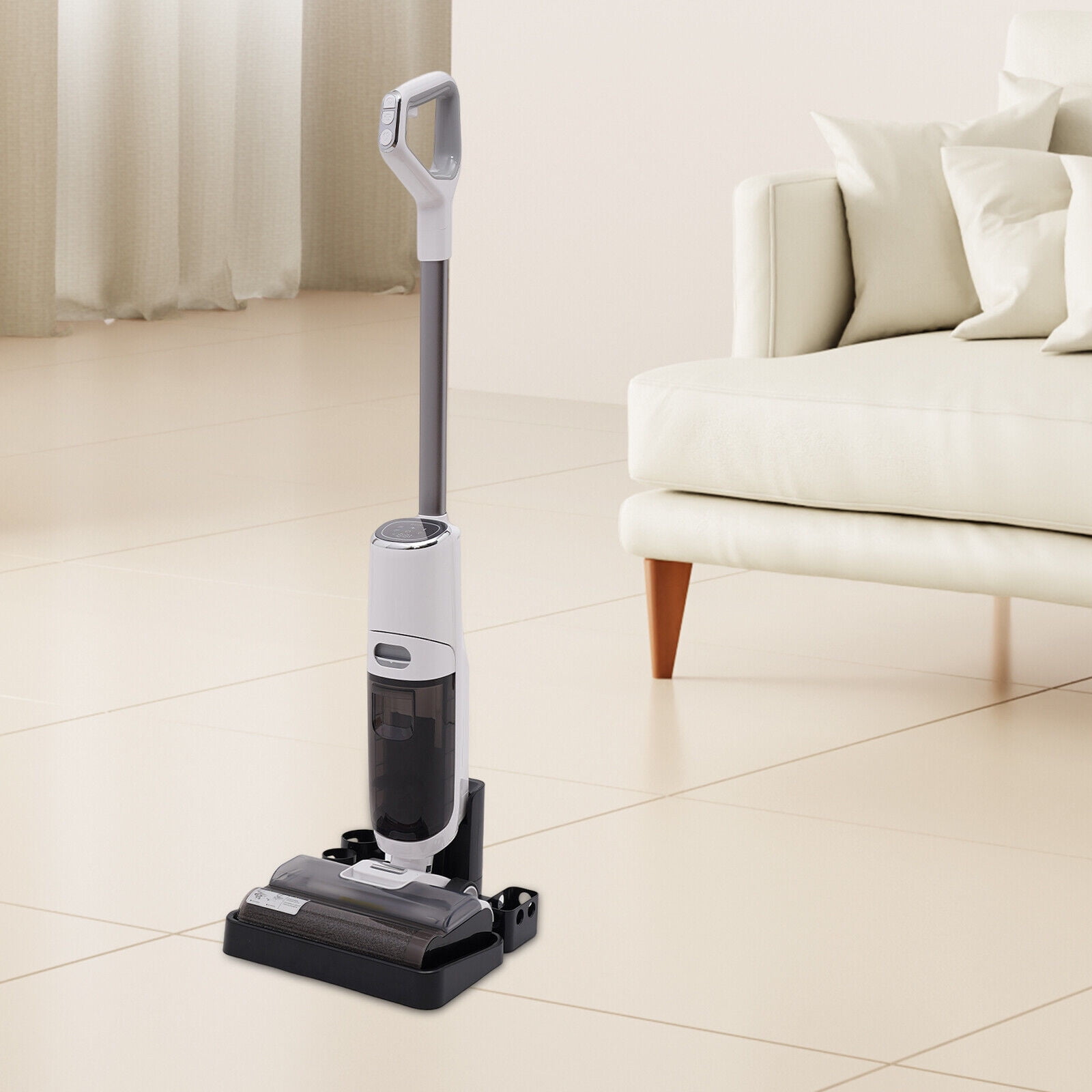 Home Cordless Wet Dry Vacuum Cleaner One-Step Mop Cordless Hardwood Floor Vacuum Cleaner 600ml for Hardwood, Linoleum, Vinyl, Marble, Hard Floors, Carpets
