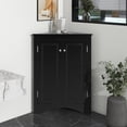 thumbnail image 1 of Home Corner Storage Cabinet, Bathroom Triangle Floor Storage Cabinet with Adjustable Shelves, Freestanding Floor Cabinet with 2 Doors (Black), 1 of 9