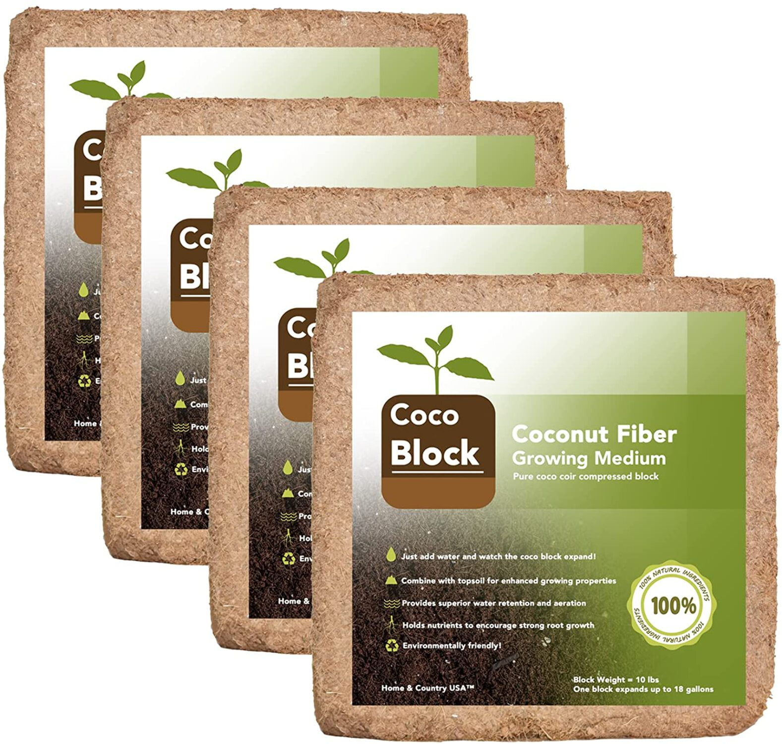Home and Country USA Coconut Fiber Compressed Coco Coir Brick - Thumbnail 2