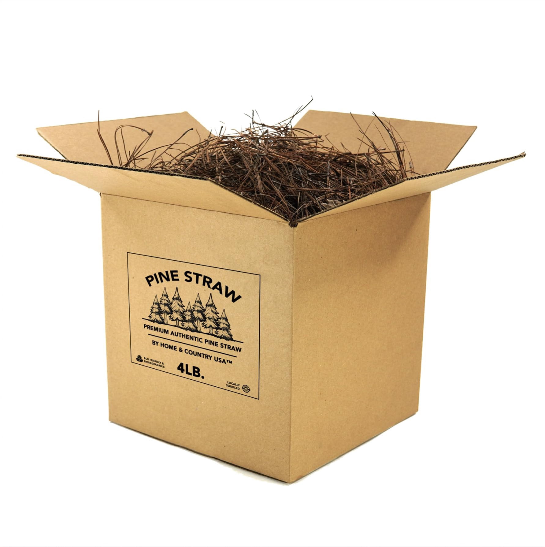 Home and Country USA Premium 4 Pound Pine Straw Mulch for Landscaping, Organic Material Made from Authentic Pine Needles Ideal for Gardening, Soil Moisture Retention.