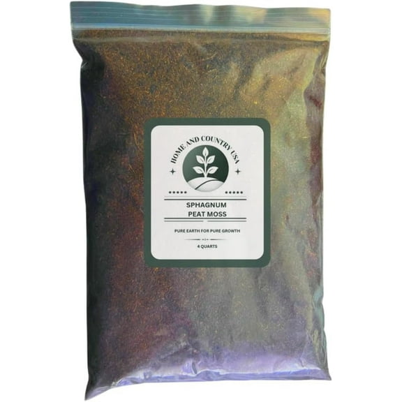Home Country USA - Sphagnum Peat Moss, 100% Organic Soil Conditioner, Enhanced Root Development (Peat Moss, 4 Quart)