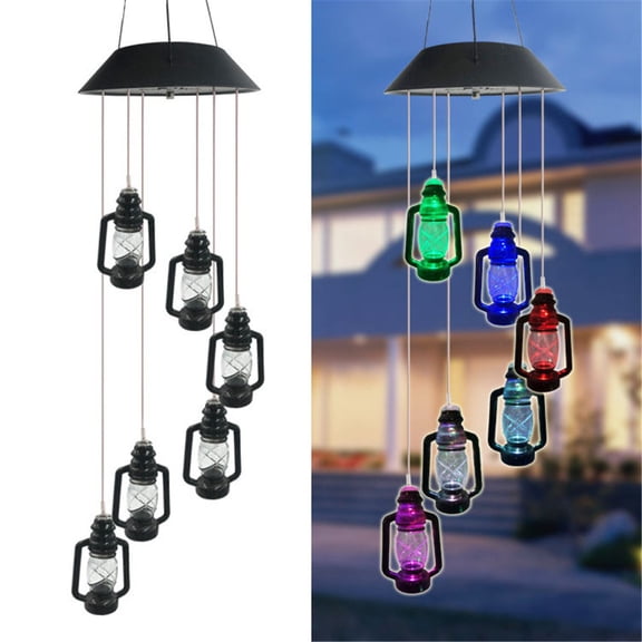 Home Courtyard Solar Kerosene Bottle Wind Chime Lamp Pendant Decoration ABS IP55 Solar Powered 6-12 Hours 75cm For Garden Tree Lawn