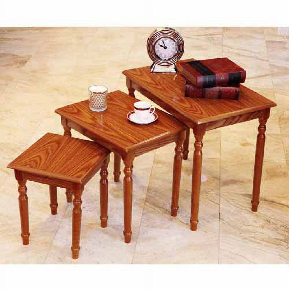Oak Finish 3-Piece Rectangular Nesting Table Set