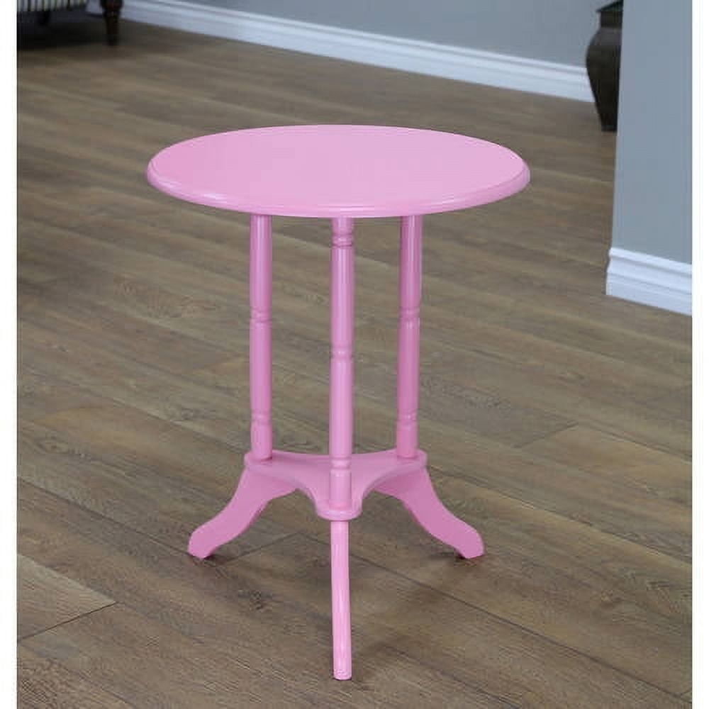 Classic Pink Round Wood Accent Table for Living Room