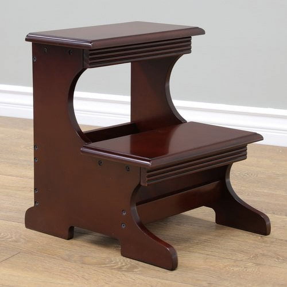 Dark Walnut Heavy Duty 2-Step Wooden Step Stool
