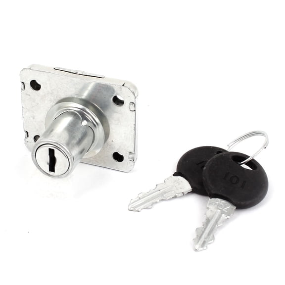 Unique Bargains Home Cupboard Cabinet Security Silver Tone Cylinder Drawer Lock w 2 Keys