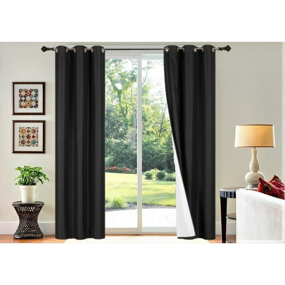 Home Décor Adam 1 Panel 100% Blackout Curtain Room Darkening top Grommets For Bedroom, Living Room 84 inch Length Black Color