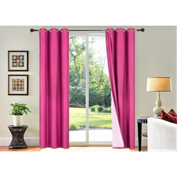 Home Décor Adam 1 Panel 100% Blackout Curtain Room Darkening top Grommets For Bedroom, Living Room 84 inch Length Hot Pink Color